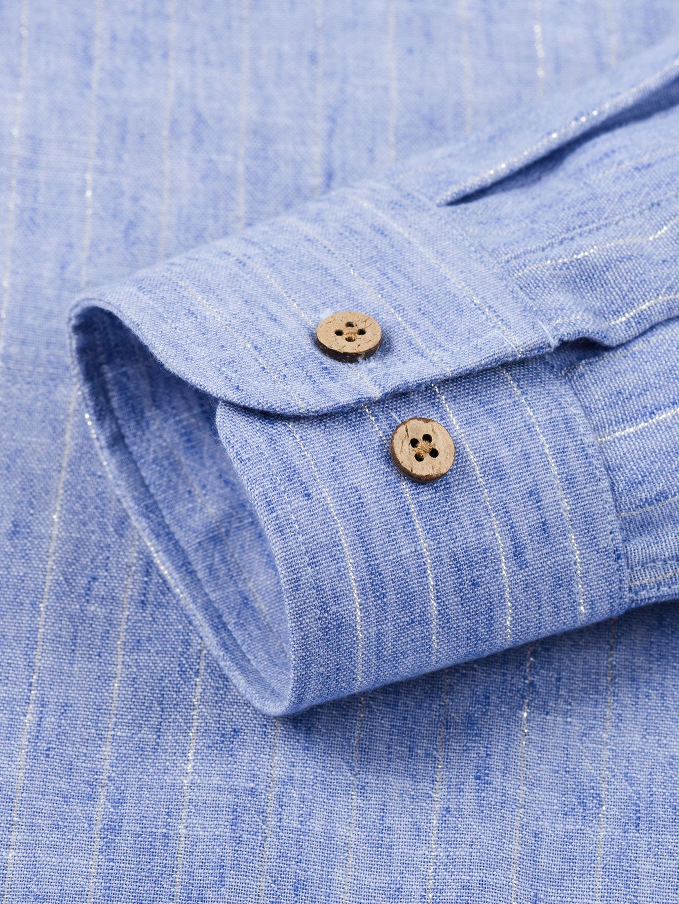 Long Sleeve Stripe Linen Look Button Up Shirt