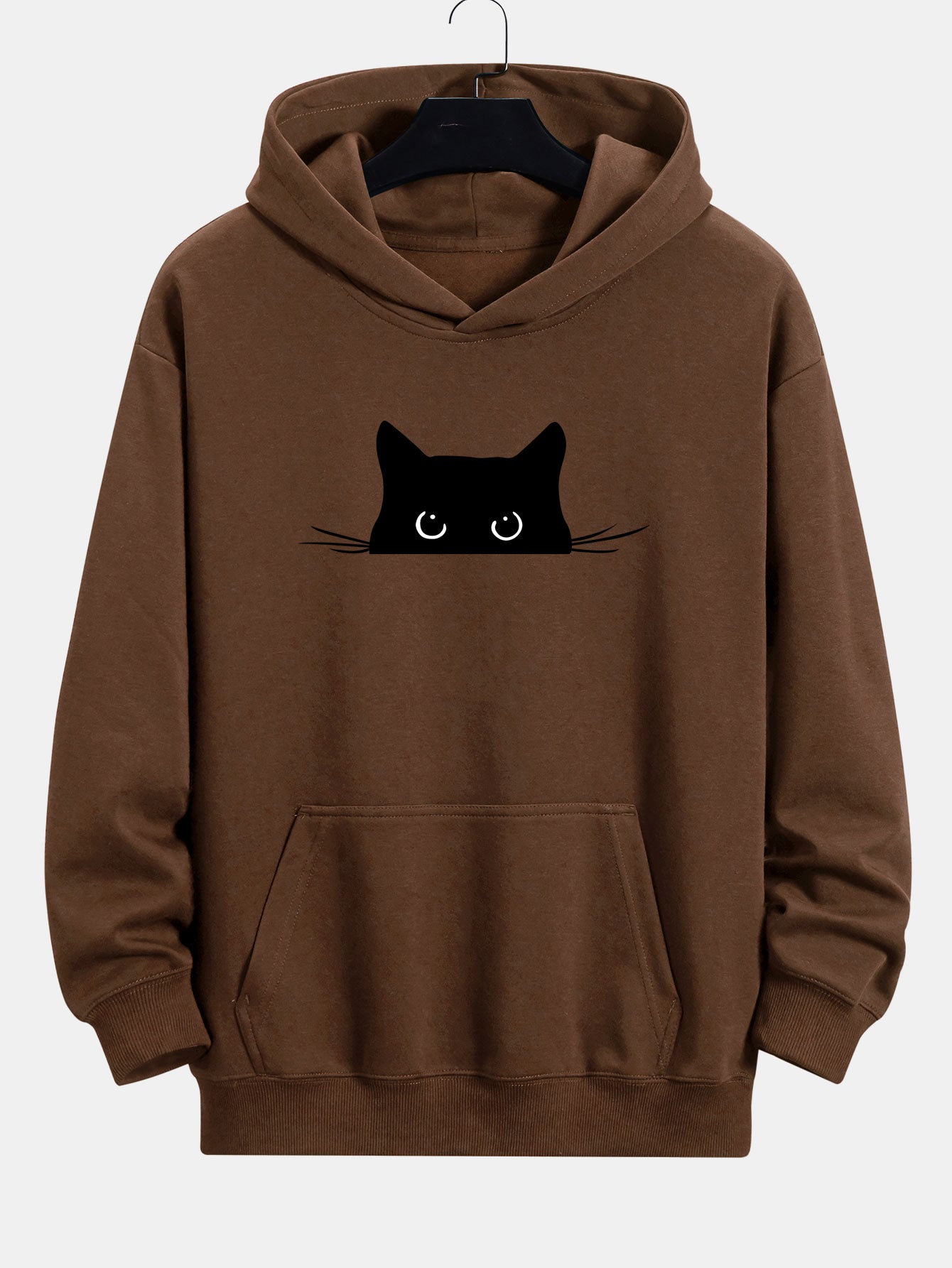 Black Cat Print Relax Fit Hoodie