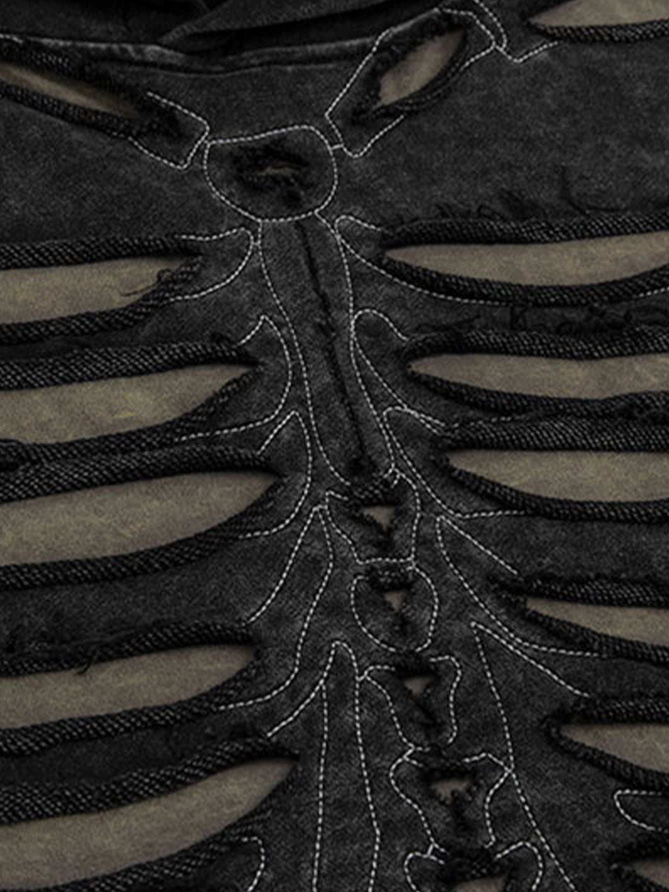 Oversize Skeleton Washed Distressed Hoodie