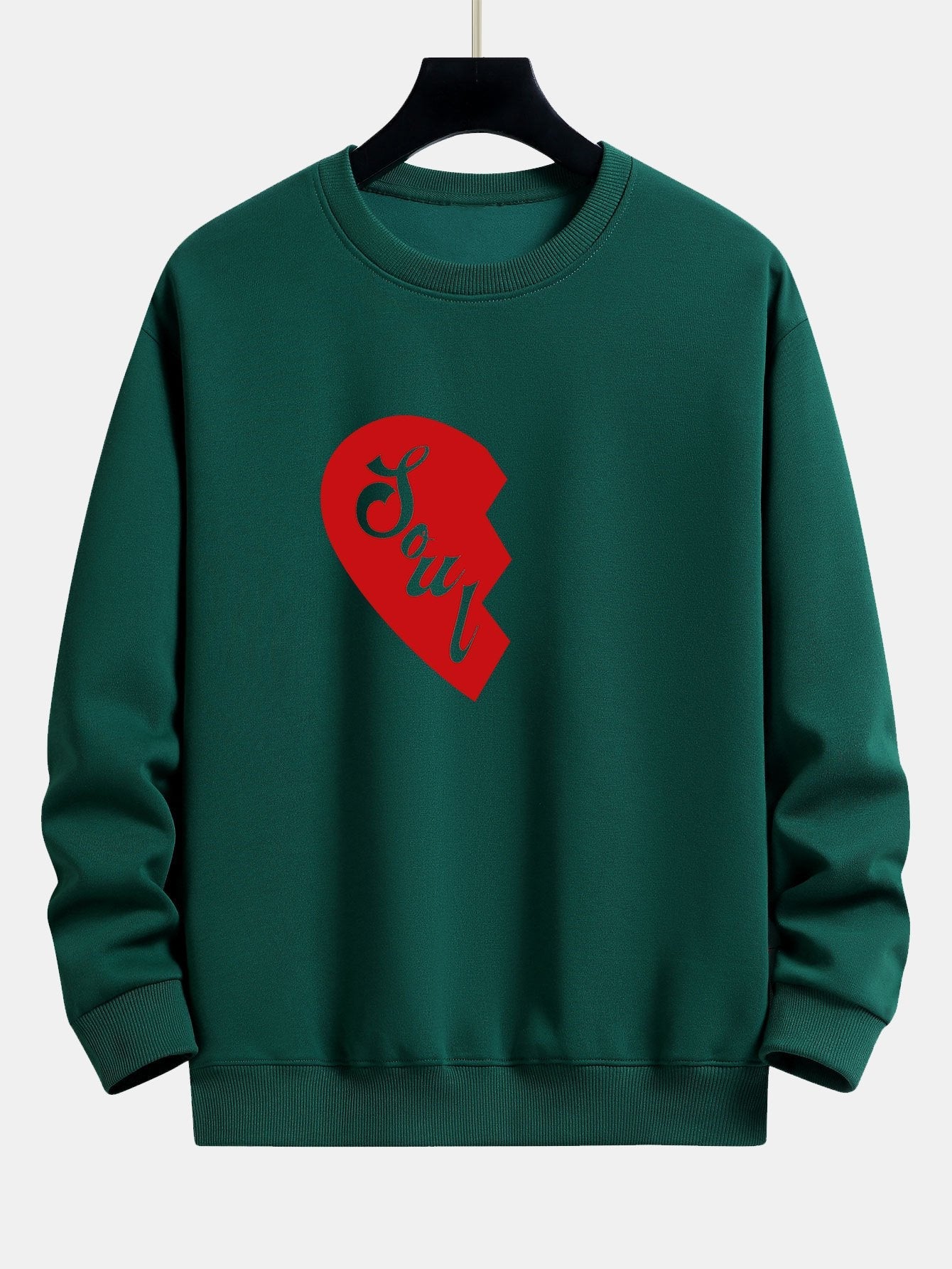 Soul Mate Half Heart Couple Print Relax Fit Sweatshirt