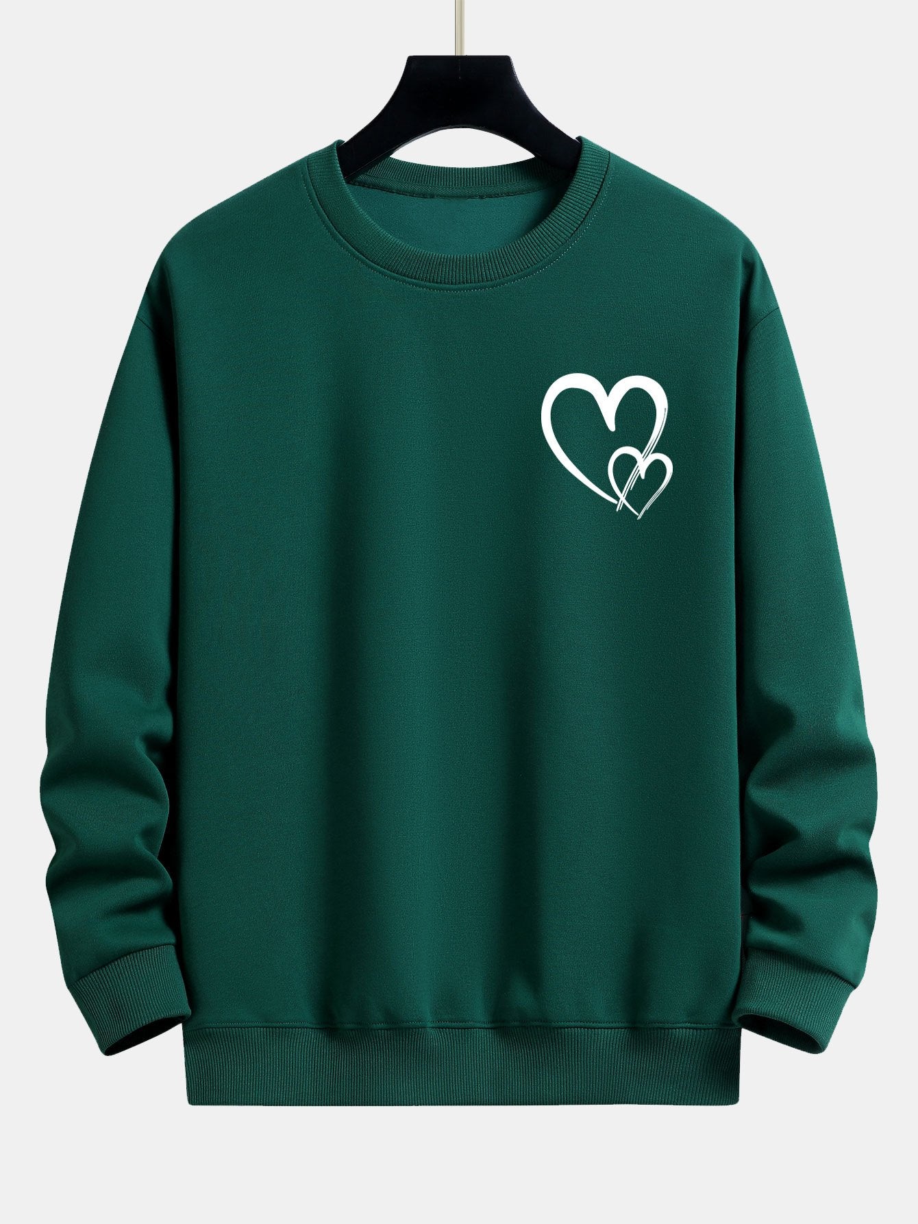 Doodle Heart Print Relax Fit Sweatshirt