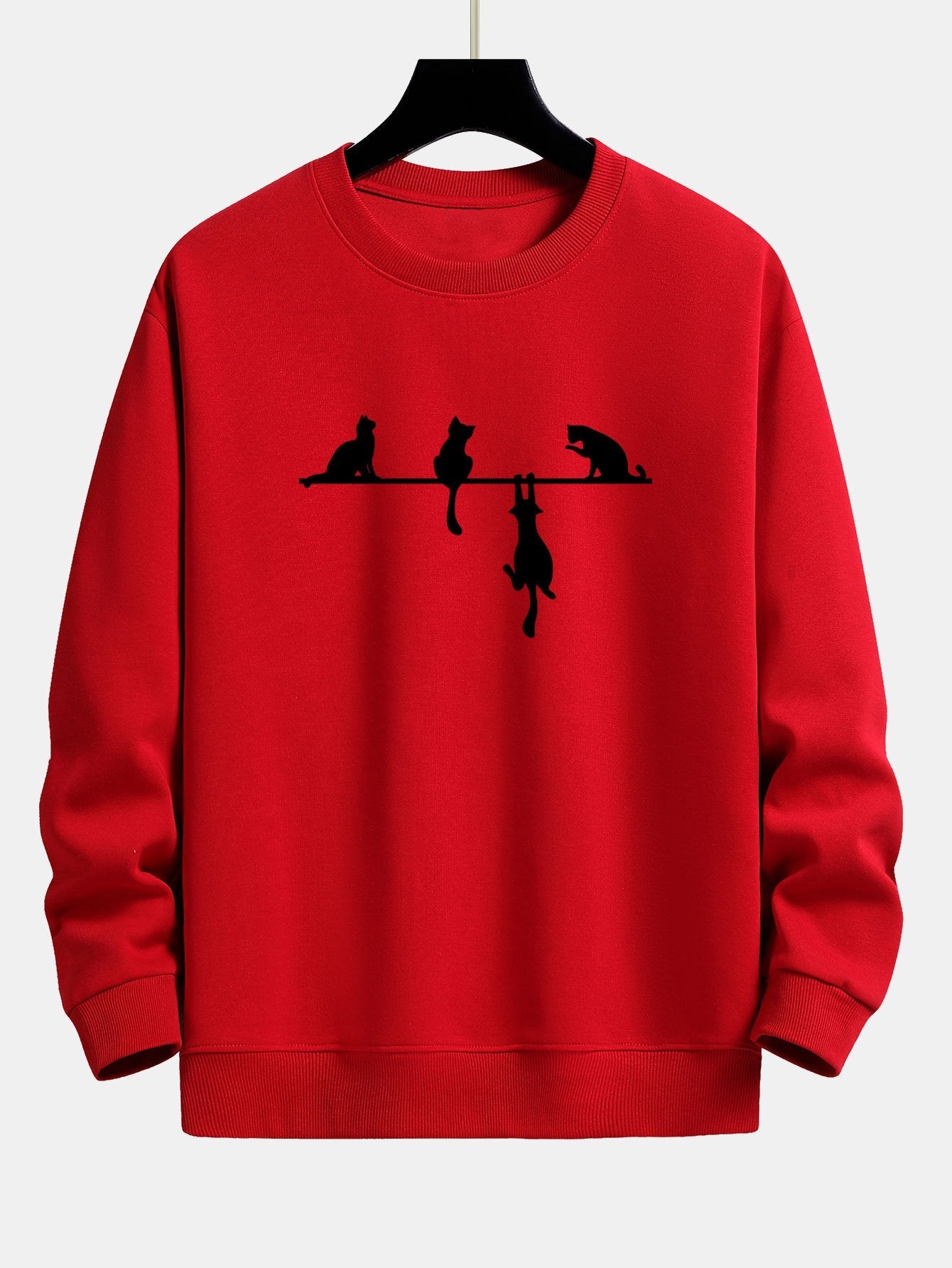 Silhouette Cat Print Relax Fit Sweatshirt