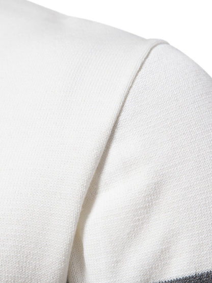 Contrast Geometric Jacquard Quarter-Zip Sweater