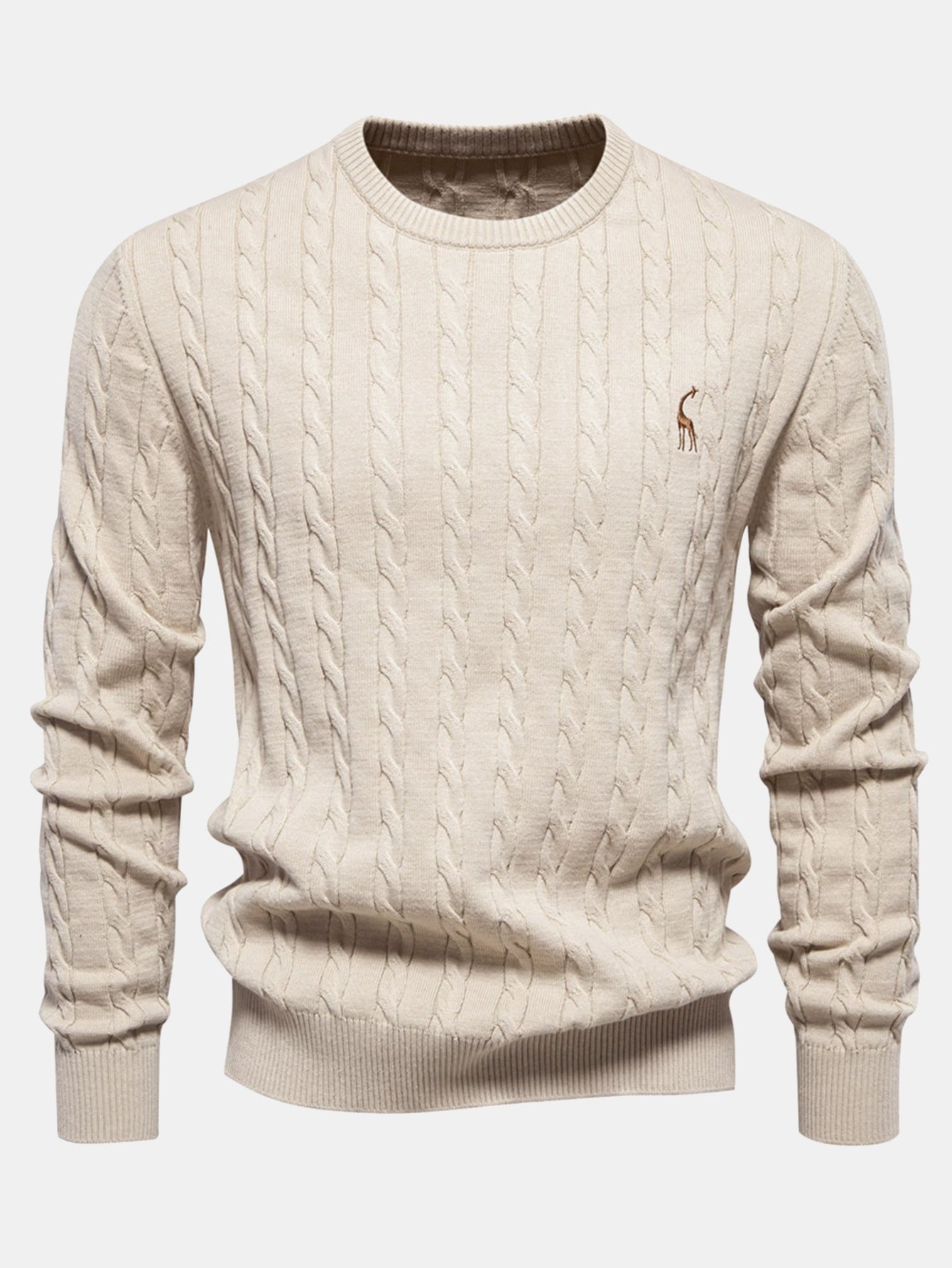 Giraffe Embroidery Twist Jacquard Sweater