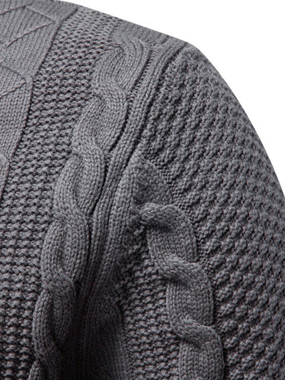 Twist Jacquard Zipper Stand Collar Sweater