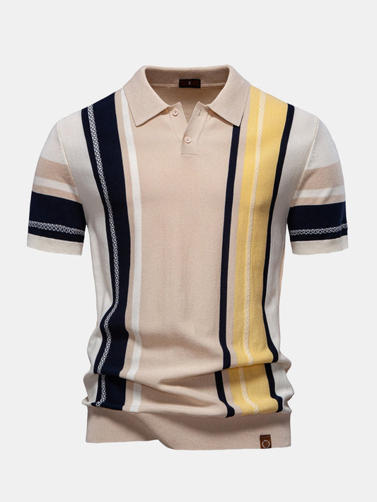 Contrast Stripe Knit Polo Shirt