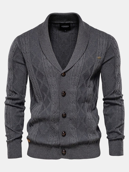 Geometric Jacquard Shawl Collar Cardigan Sweater