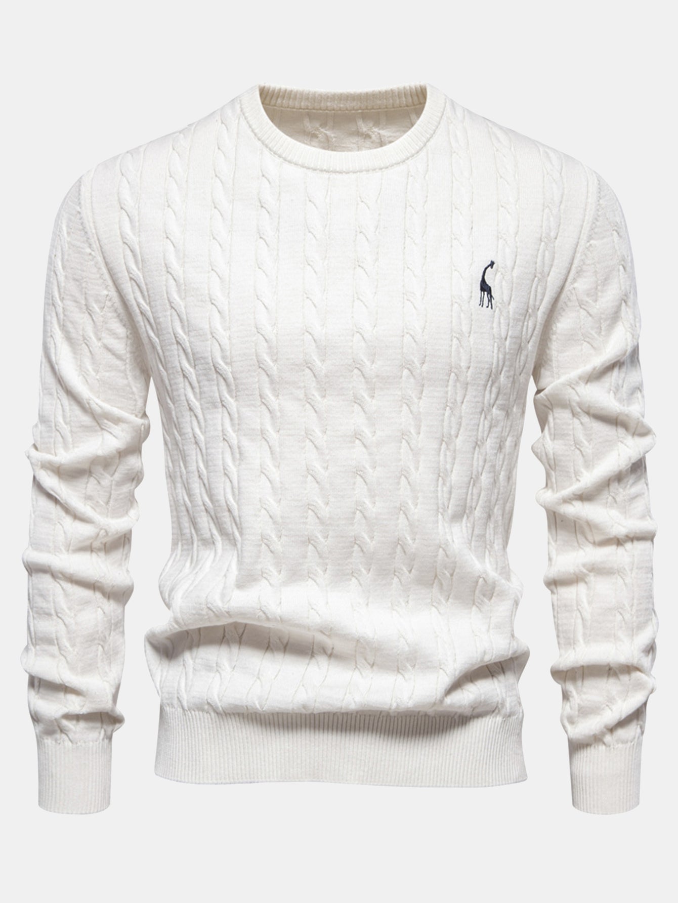 Giraffe Embroidery Twist Jacquard Sweater