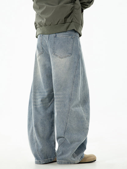 Washed Distressed Denim Baggy Pants