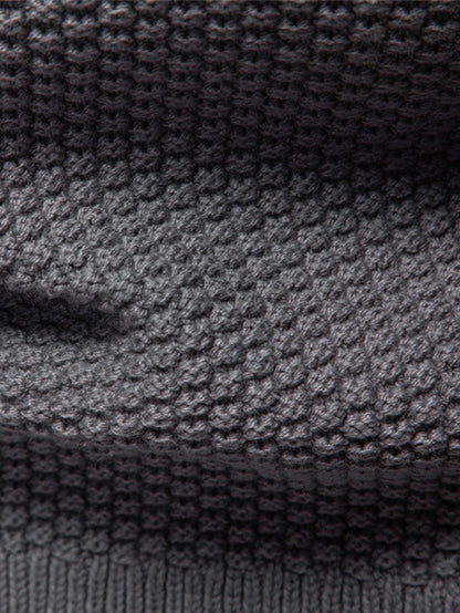 Twist Jacquard Zipper Stand Collar Sweater