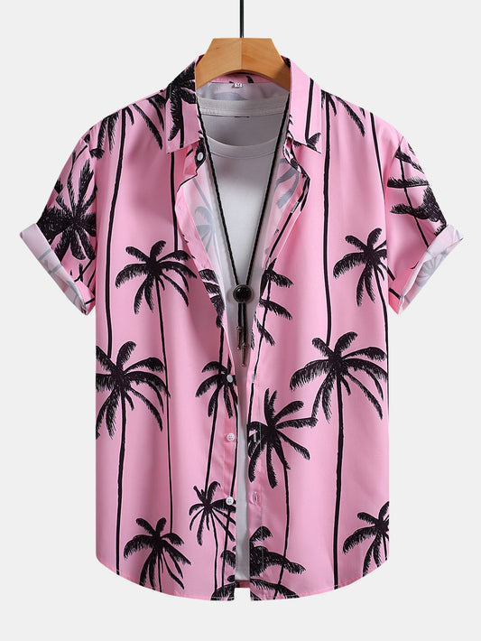 Palm Tree Print Button Up Shirt