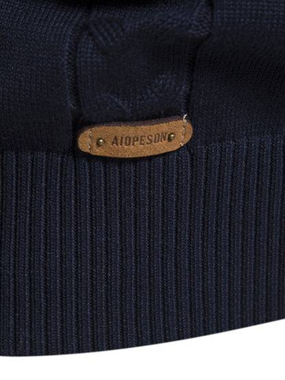 Contrast Geometric Jacquard Quarter-Zip Sweater