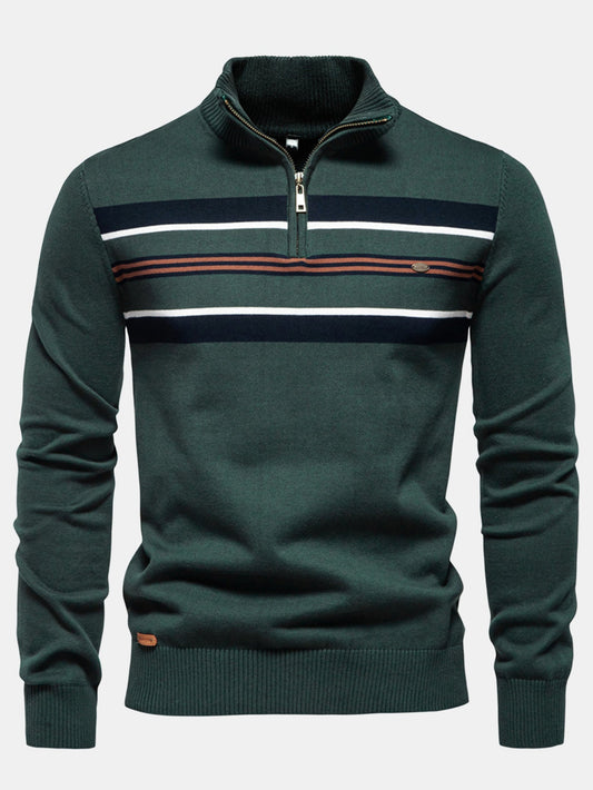 Stripe Quarter-Zip Sweater