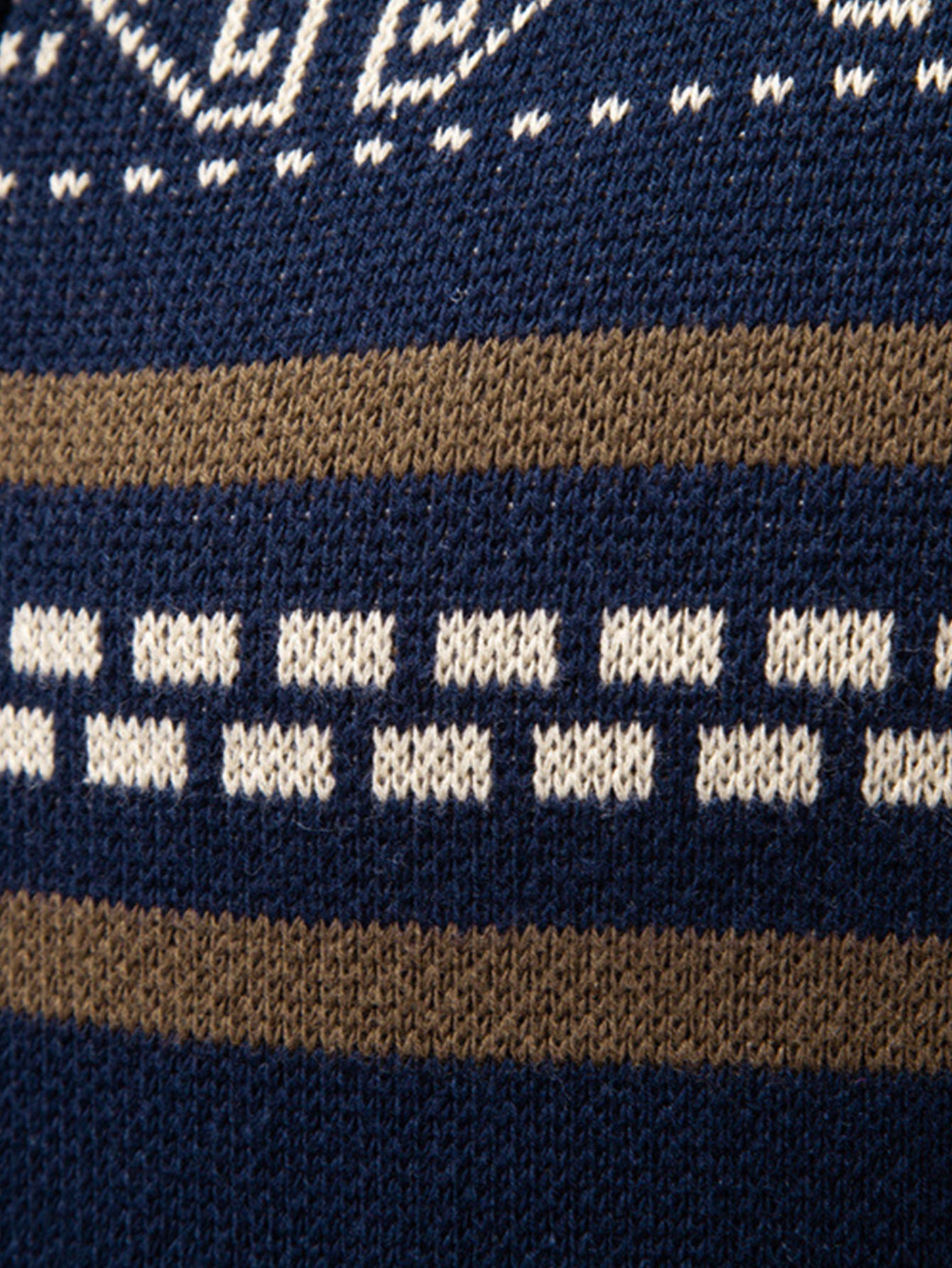 Geometry Jacquard Zipper Stand Collar Sweater