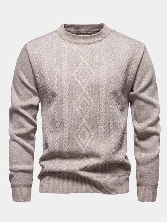 Geometric Jacquard Crewneck Sweater
