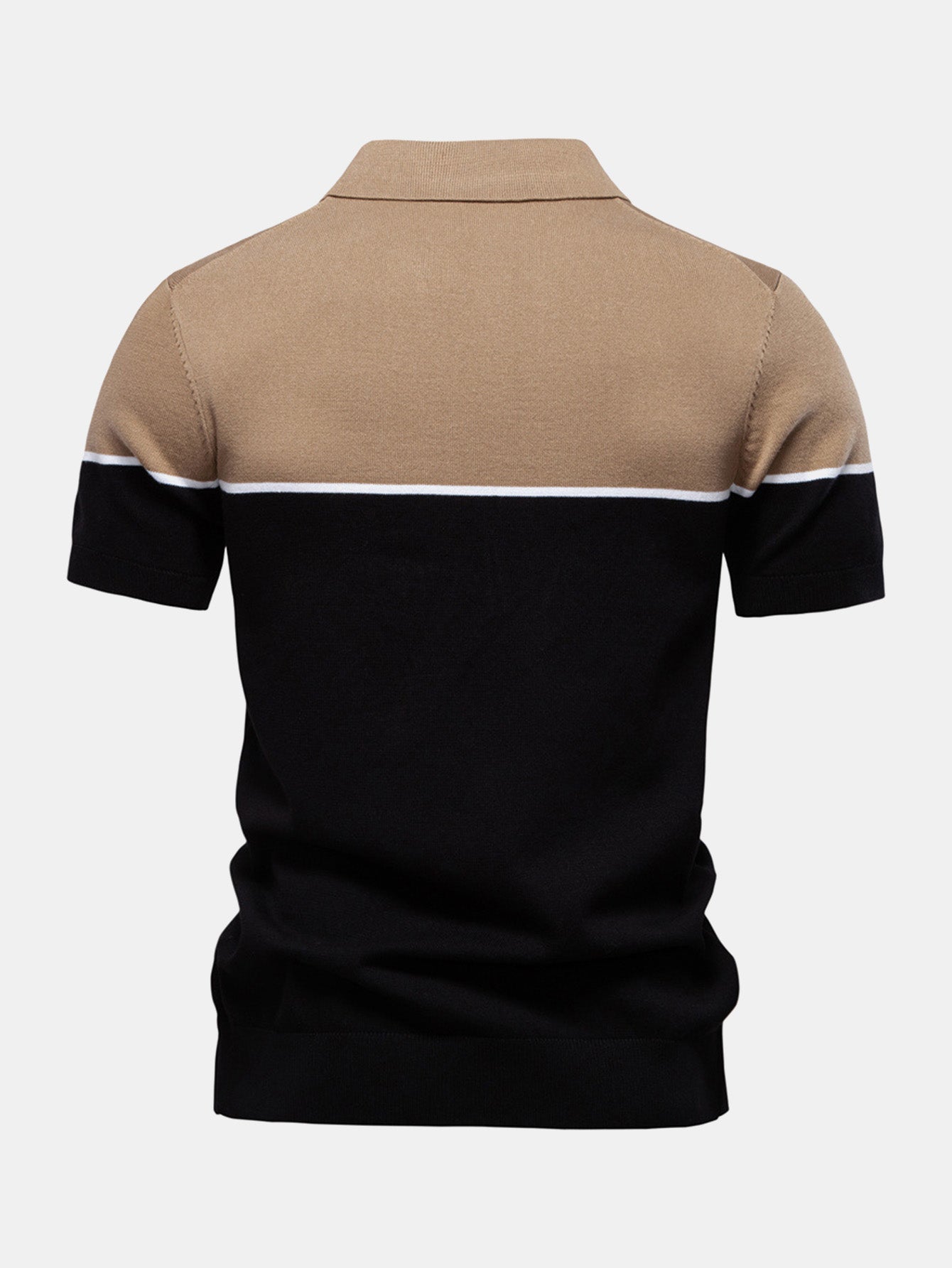 Contrast Knit V Neck Polo Shirt