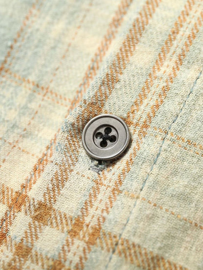 Gradient Washed Distressed Plaid Shirt