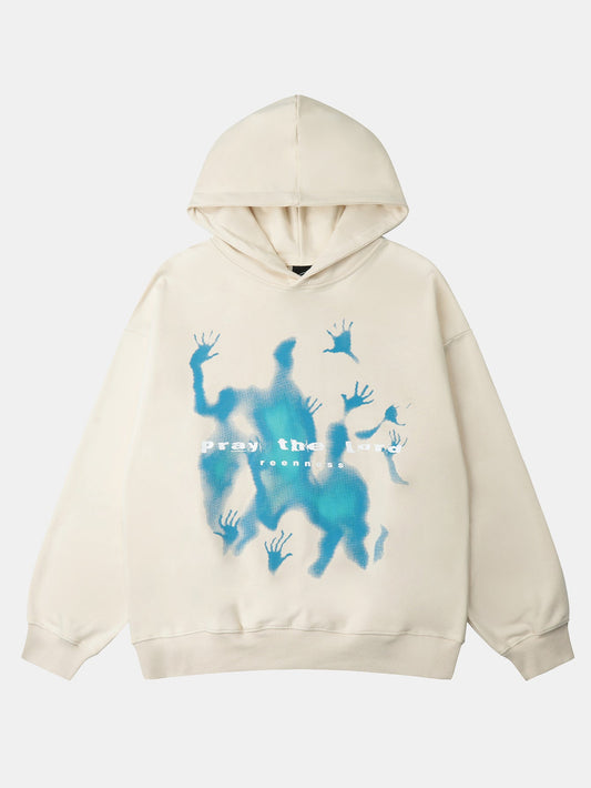 Oversize Silhouette Graffiti Print Hoodie