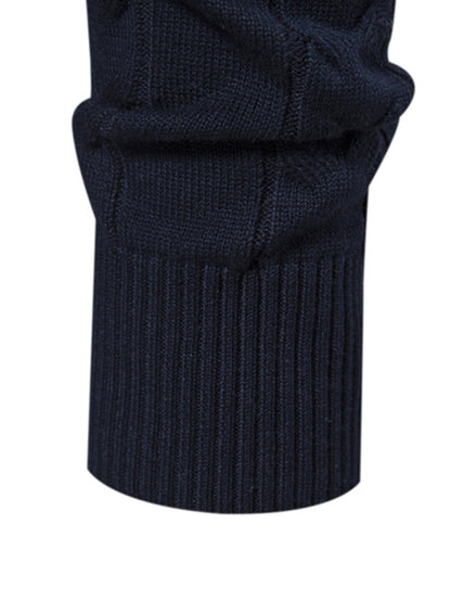 Contrast Geometric Jacquard Quarter-Zip Sweater