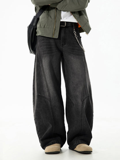 Washed Distressed Denim Baggy Pants