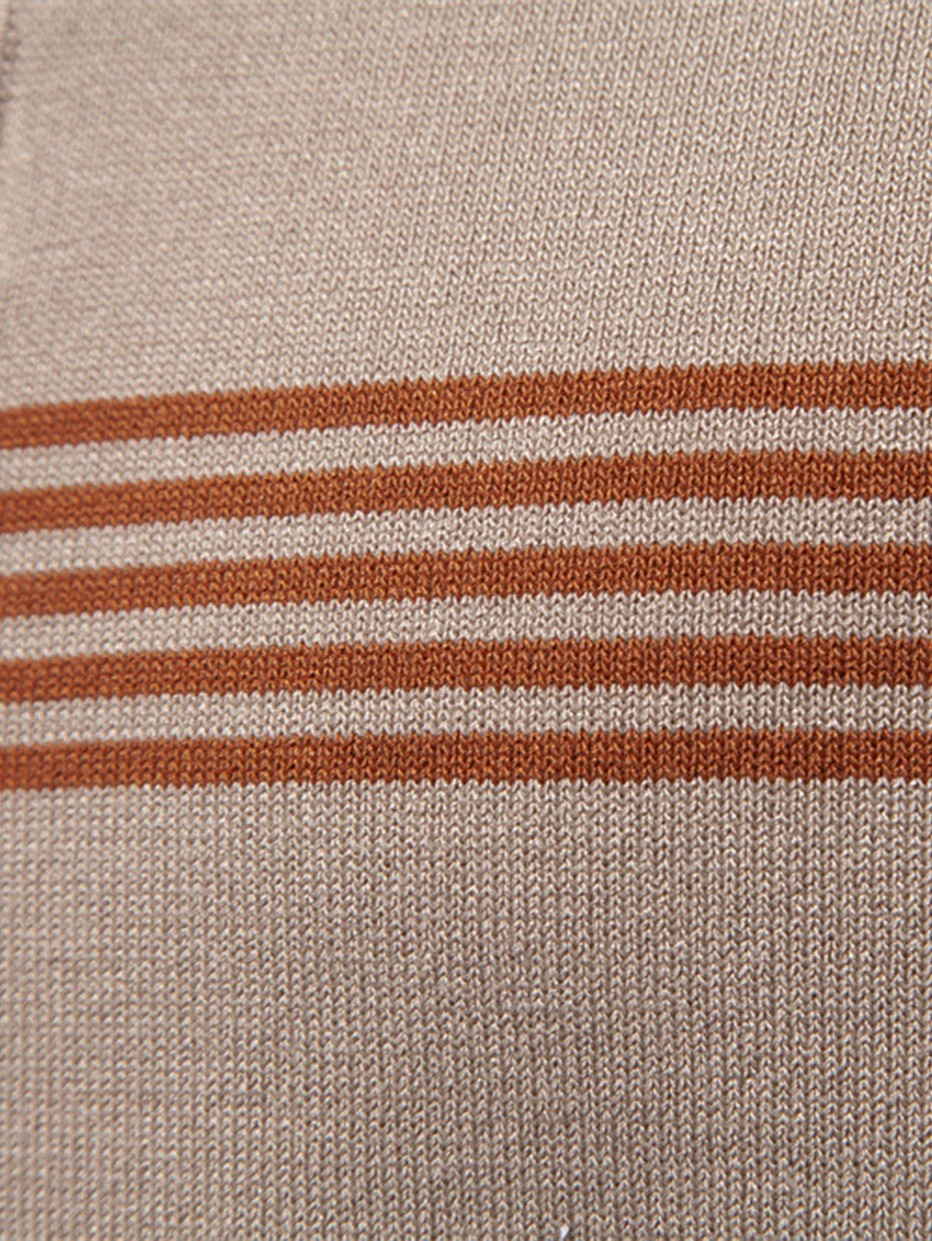 Stripe Knit Zip Up Polo Shirt