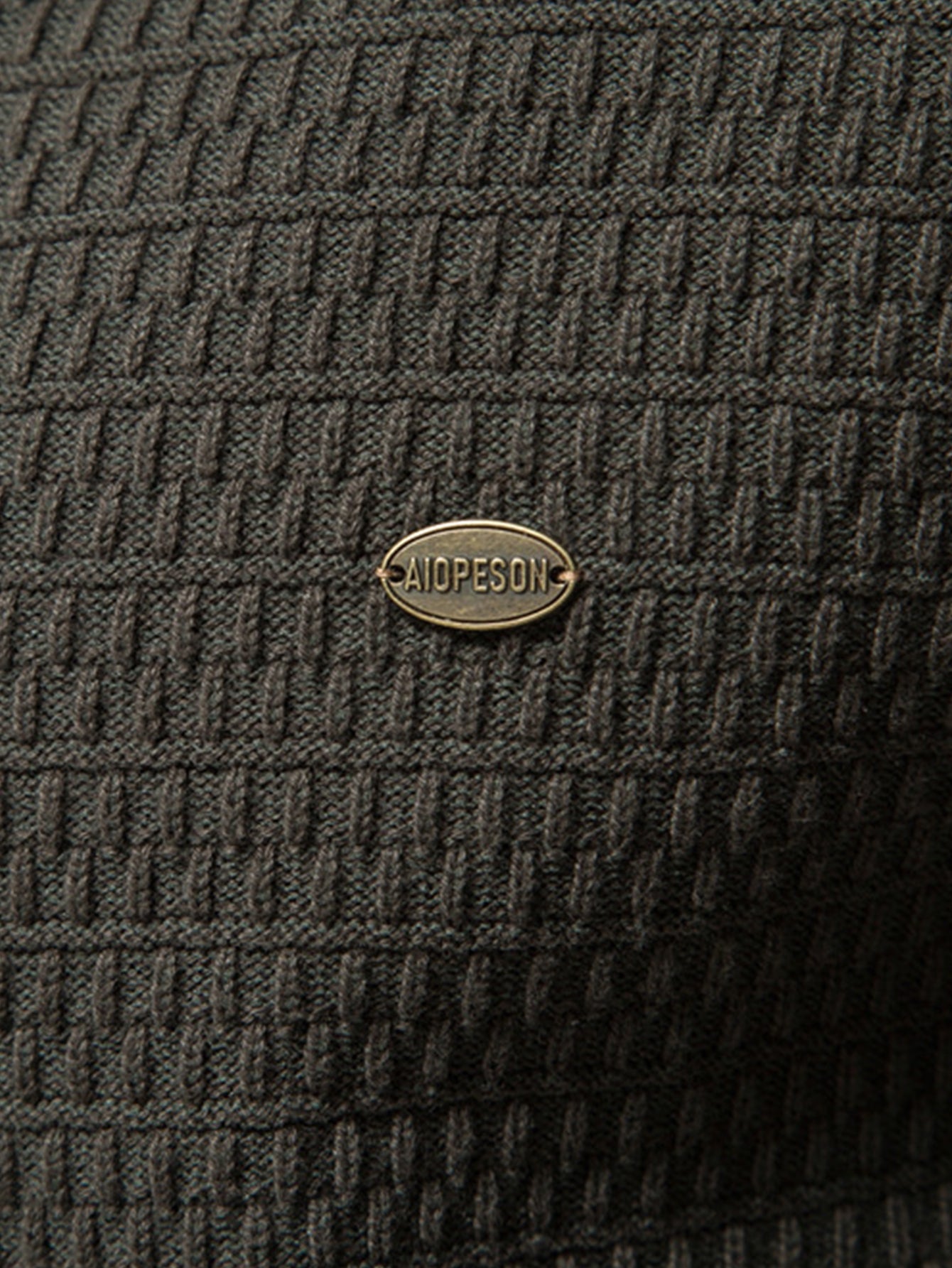 Textured Stand Collar Button Up Sweater