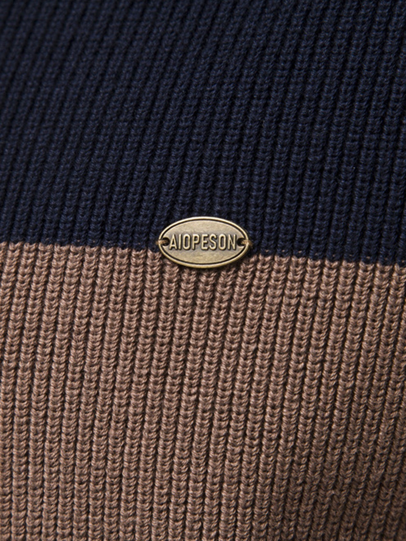 Color Block Zipper Stand Collar Sweater