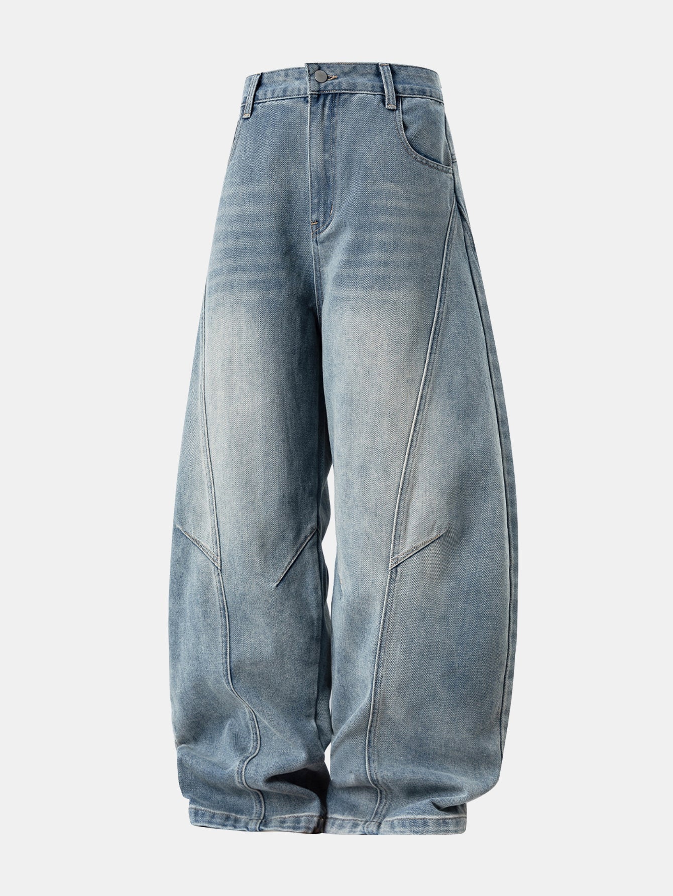 Washed Distressed Denim Baggy Pants