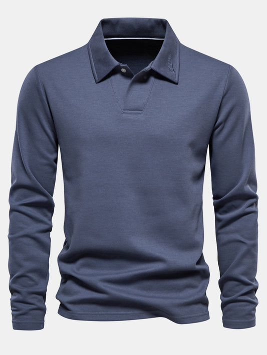 Long Sleeved V-Neck Polo Shirt