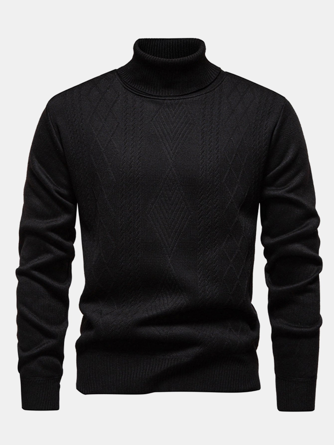 Geometric Jacquard Turtle Neck Sweater