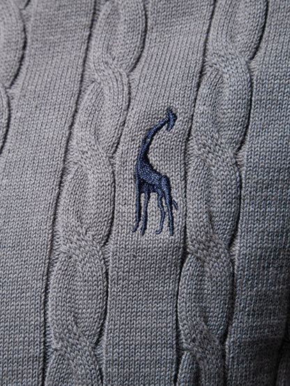 Giraffe Embroidery Twist Jacquard Sweater