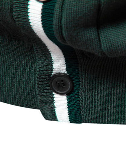 Ribbed Cardigan With Stripe Trim