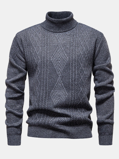 Geometric Jacquard Turtle Neck Sweater