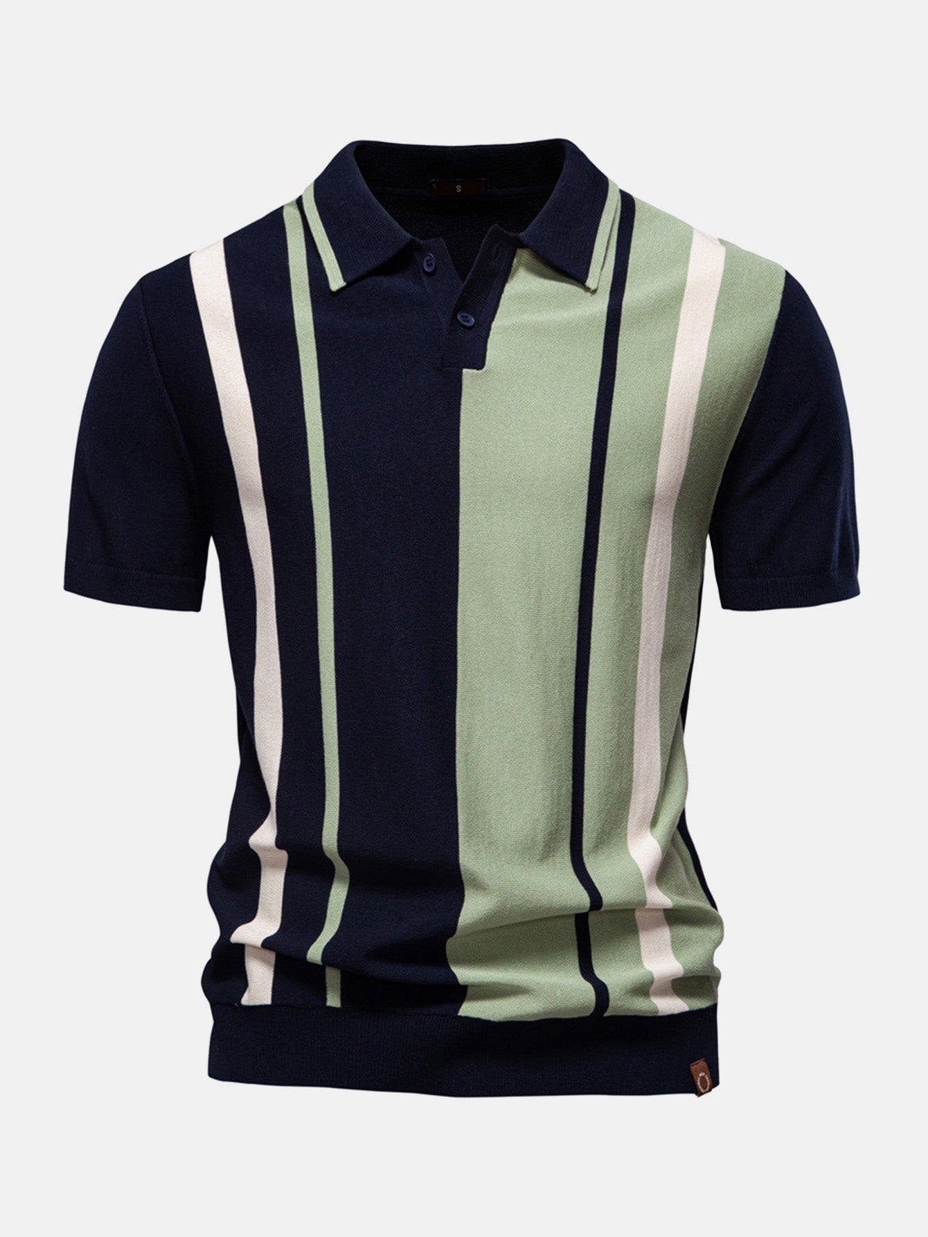 Contrast Stripe Knit Polo Shirt
