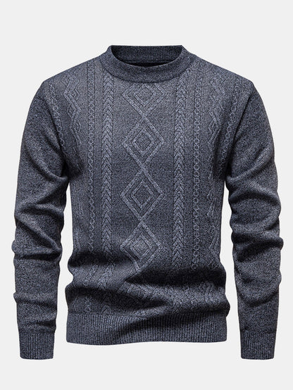 Geometric Jacquard Crewneck Sweater