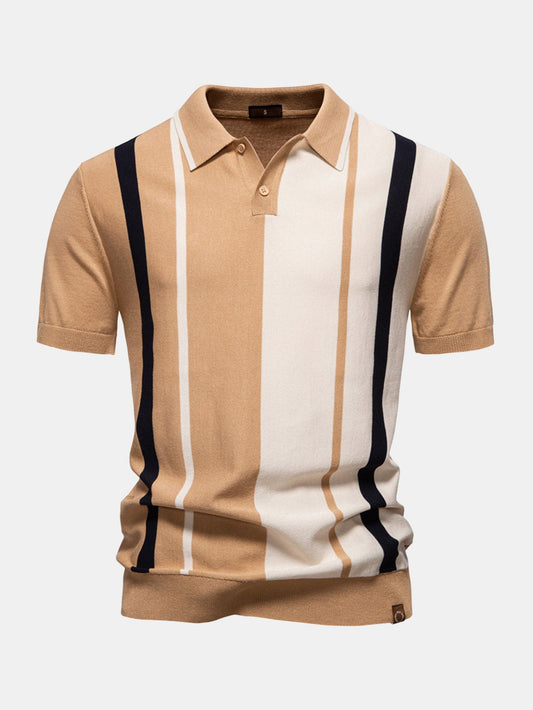 Contrast Stripe Knit Polo Shirt