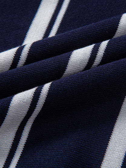 Striped Zip Up Knit Polo