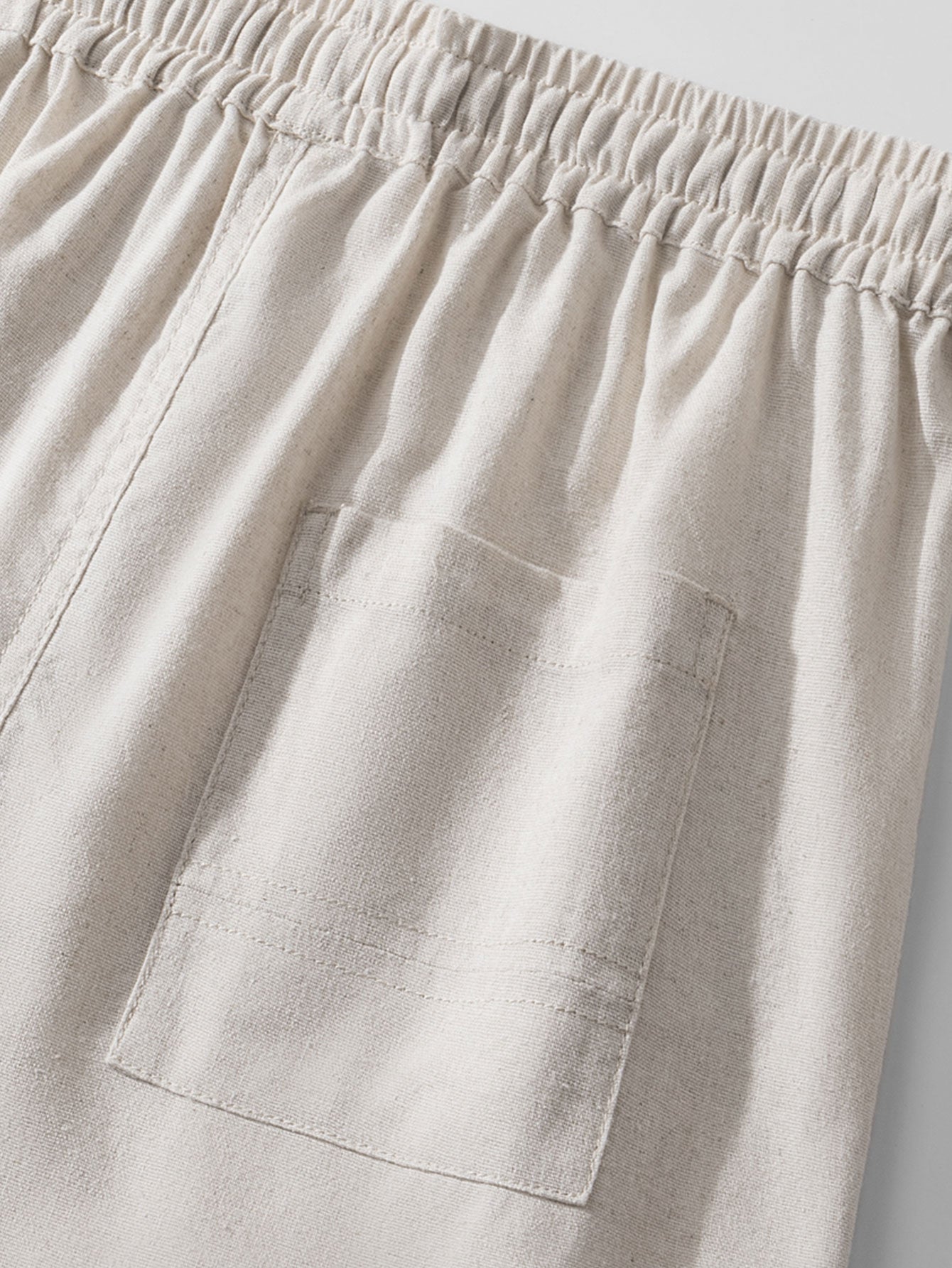 Linen Cotton Blend Drawstring Shorts