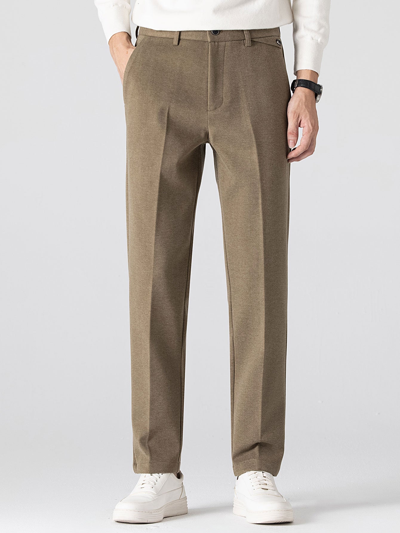 Woolen Straight Leg Trousers