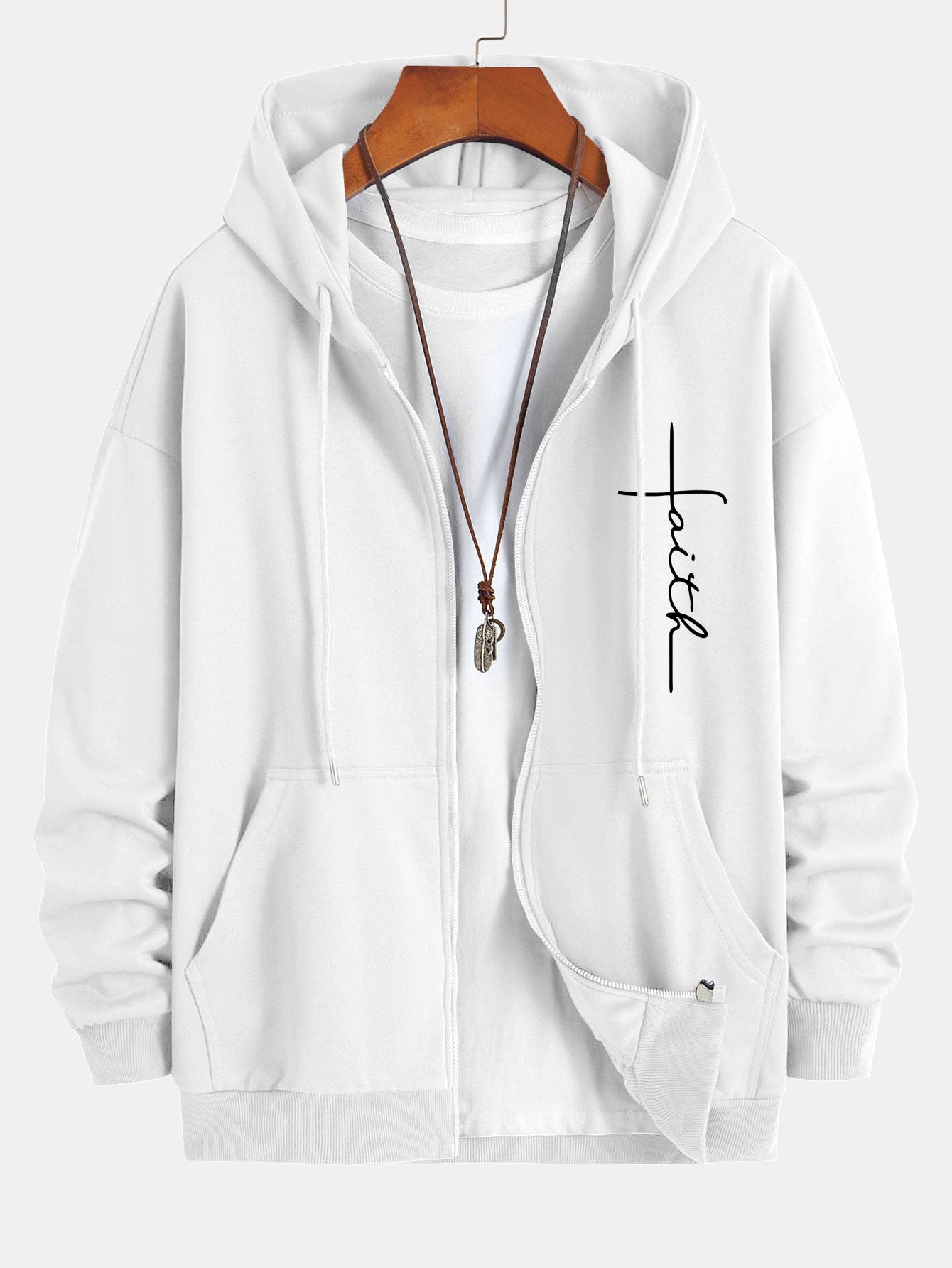 Faith Print Relax Fit Zip Hoodie