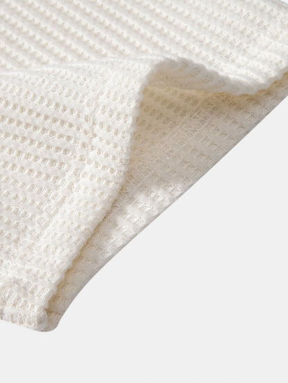 Short Sleeved Waffle V-neck Polo