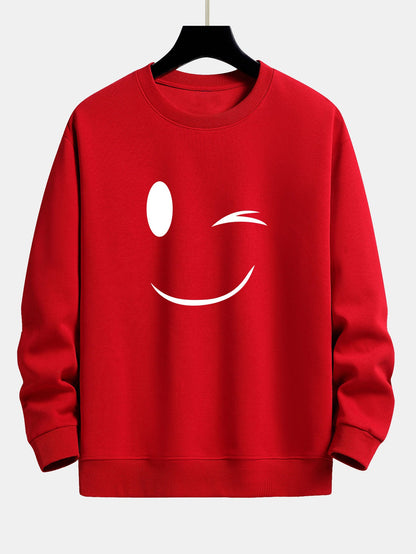 Smiley Face Print Relax Fit Sweatshirt