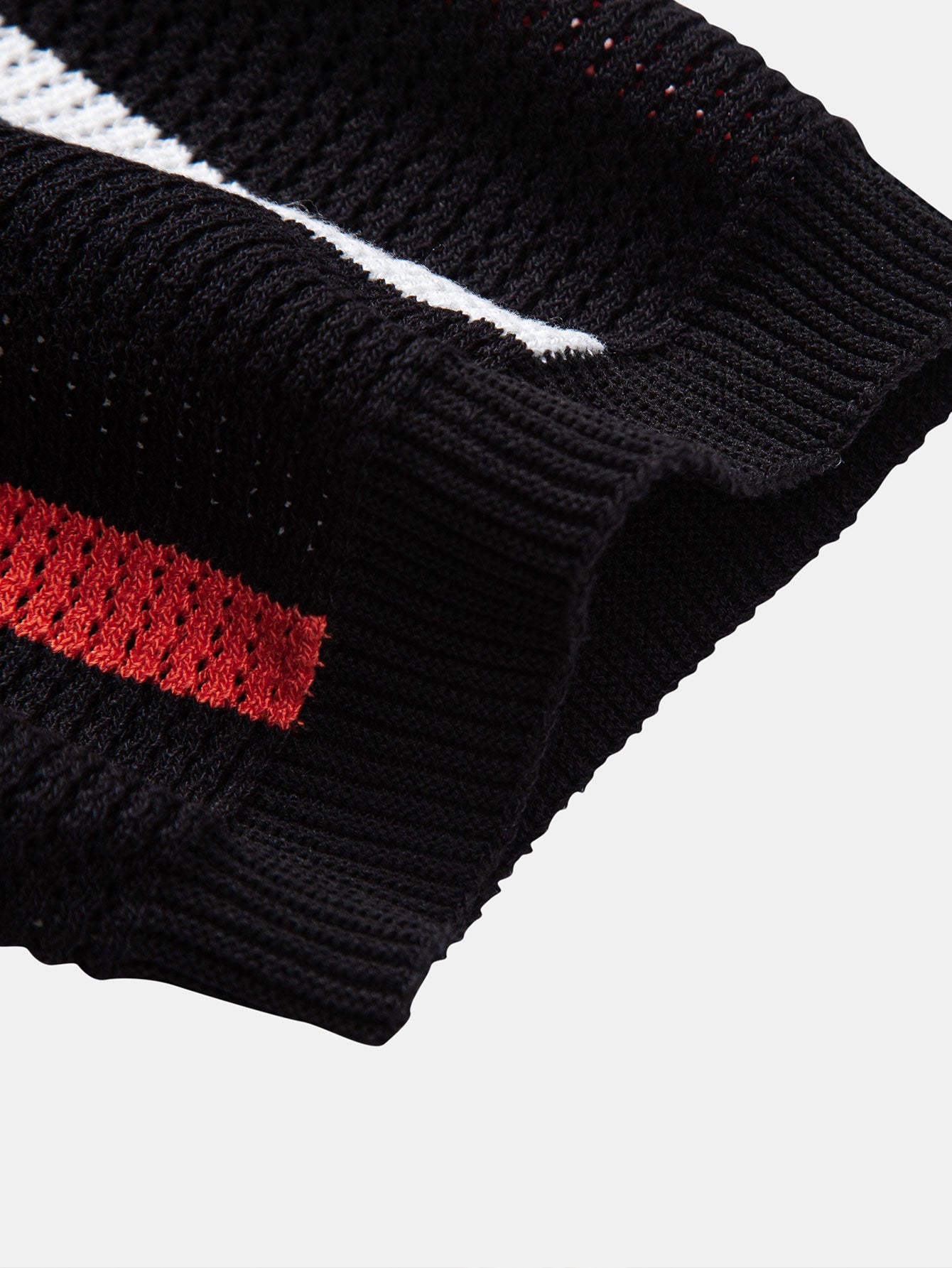 Striped Knit Zip Up Polo Shirt