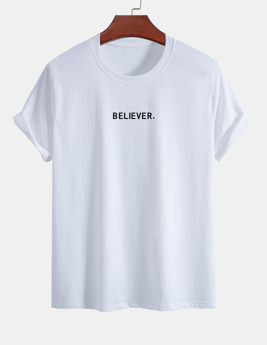 Regular Fit Believer Print Cotton T-Shirt