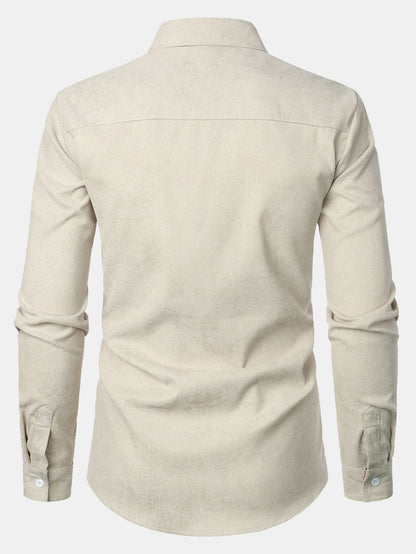 Corduroy Plaid Panel Button Up Shirt