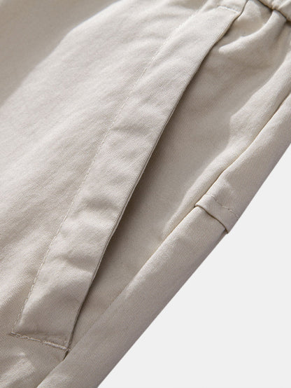 Elastic Waist Straight Leg Trousers