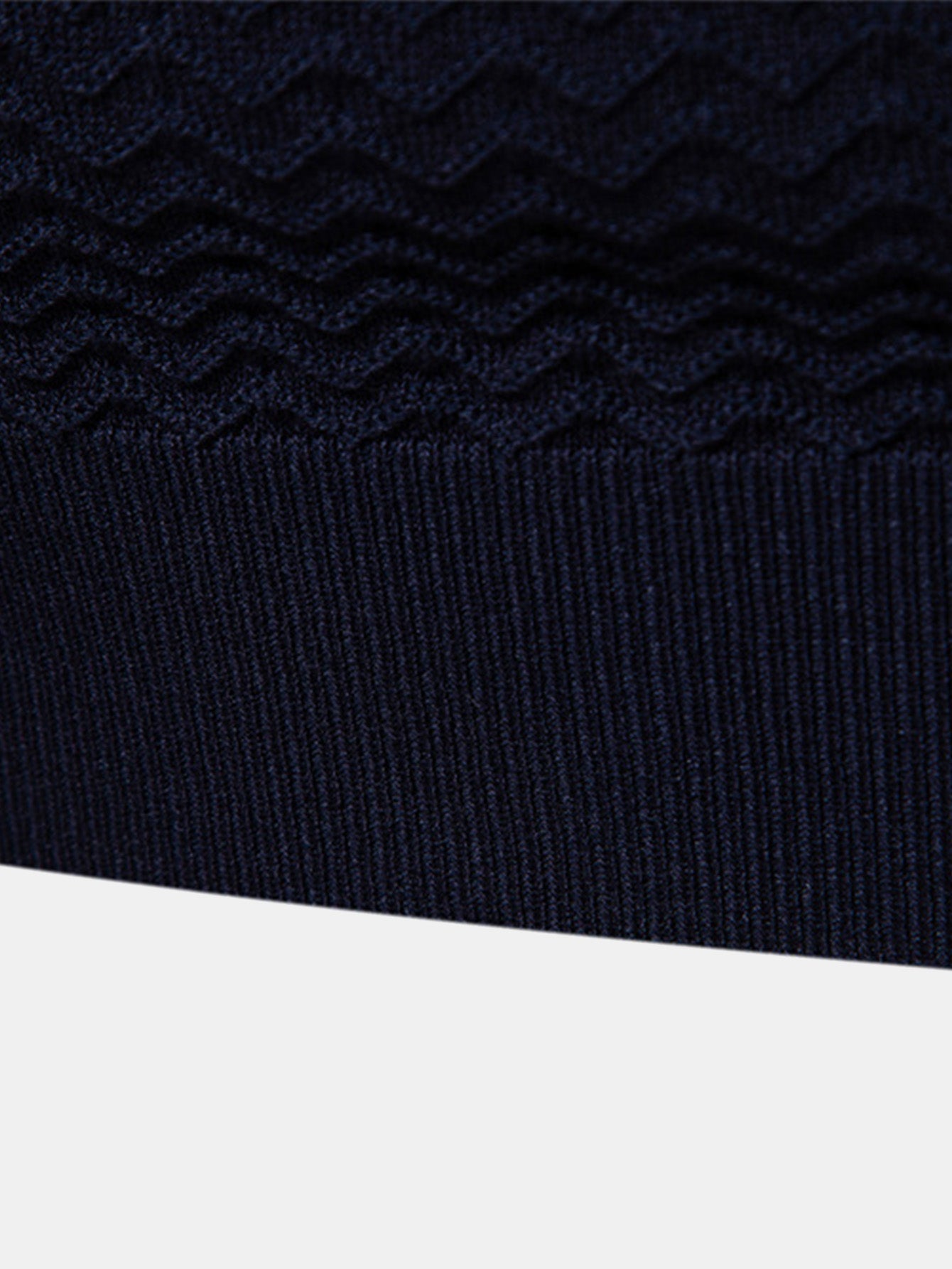 Contrast Textured Jacquard Knit Zip Up Polo Shirt