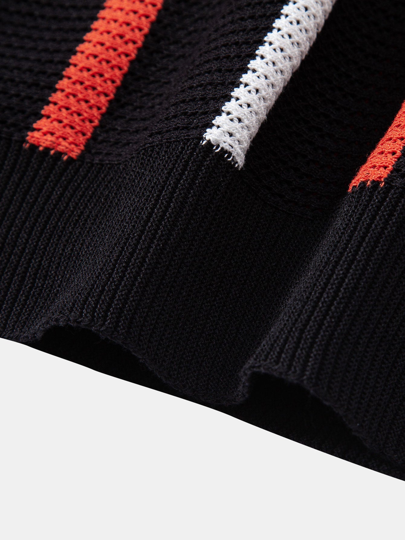 Striped Knit Zip Up Polo Shirt