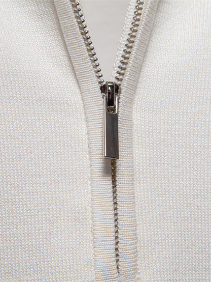 Contrast Trim Zipper Knit Polo Shirt