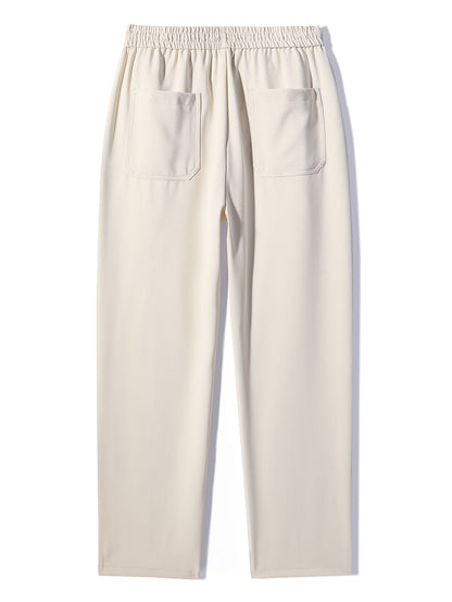 Single Pleat Drawstring Straight Leg Pants